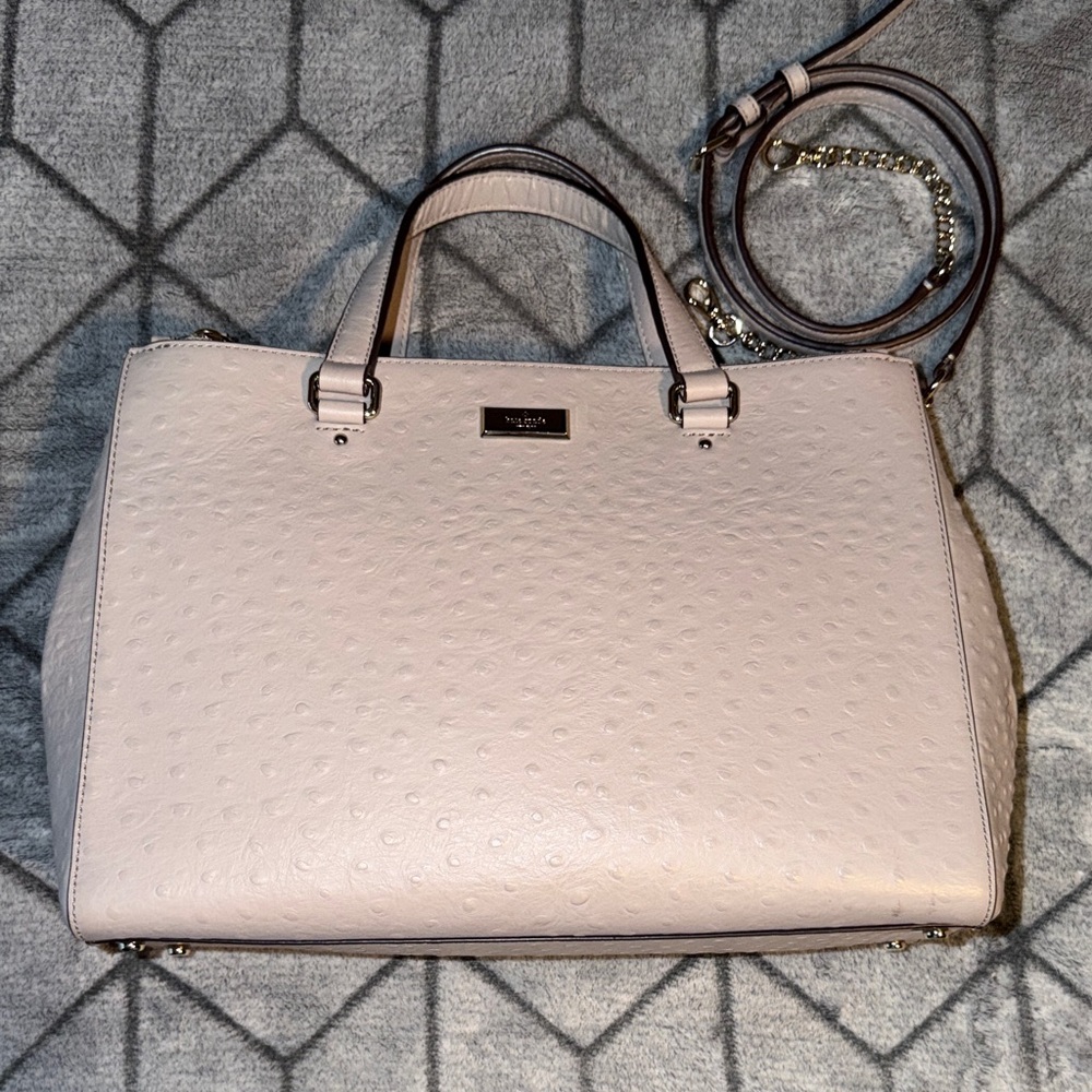Kate Spade Blush Faux-Ostrich Satchel Bag